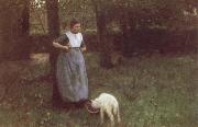 Laren Woman with Goat, Anton mauve